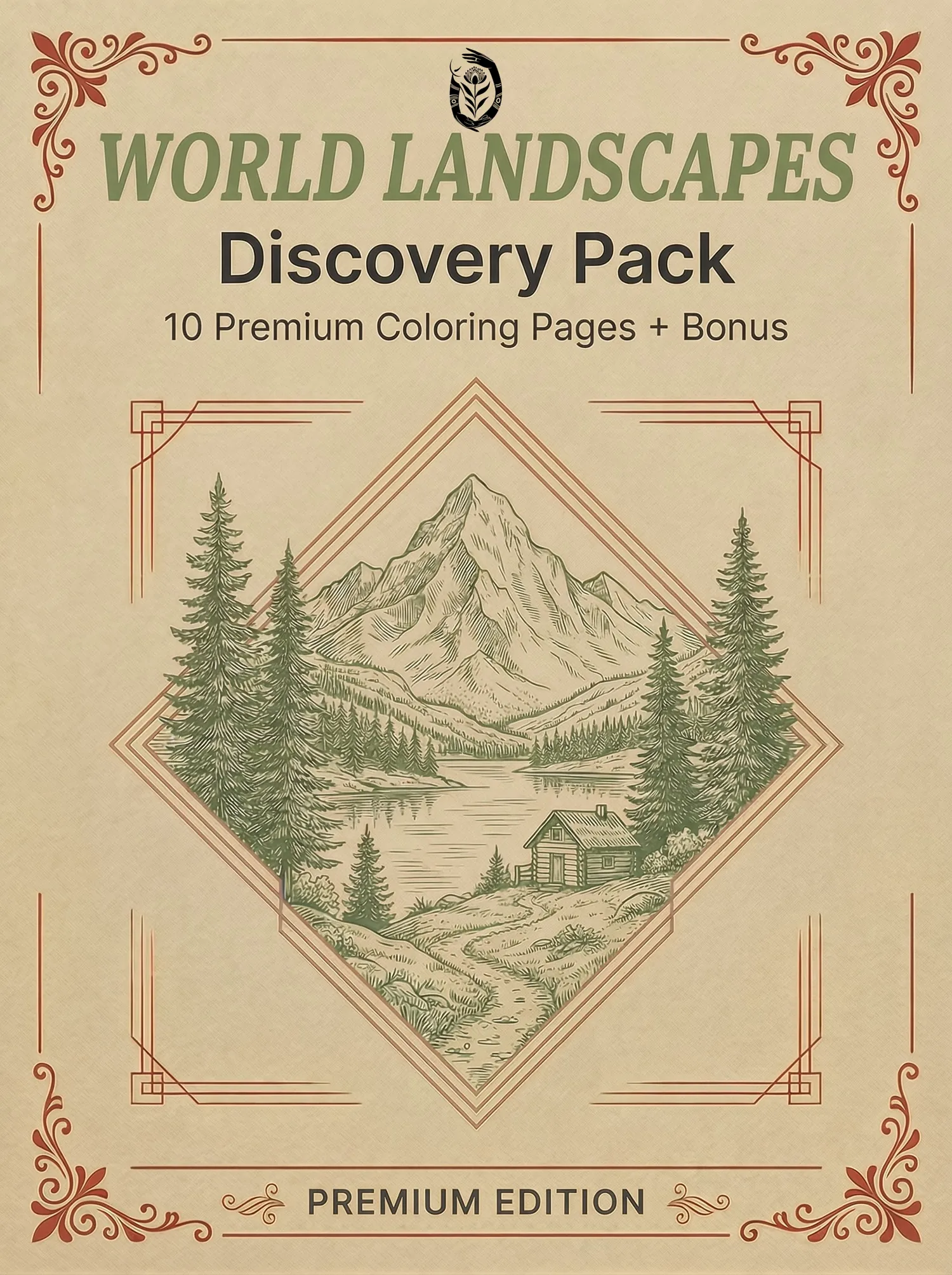 Enchanted Landscapes adult coloring book pack cover